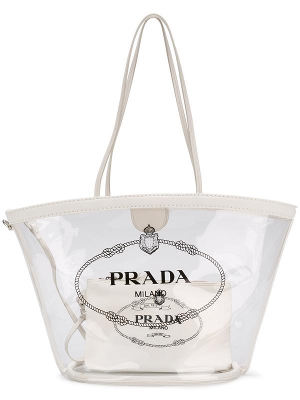 PRADA プラダ コピー PVC スケルトン ロゴ入り トートバッグ 1BG166 MOO2BY5F0009